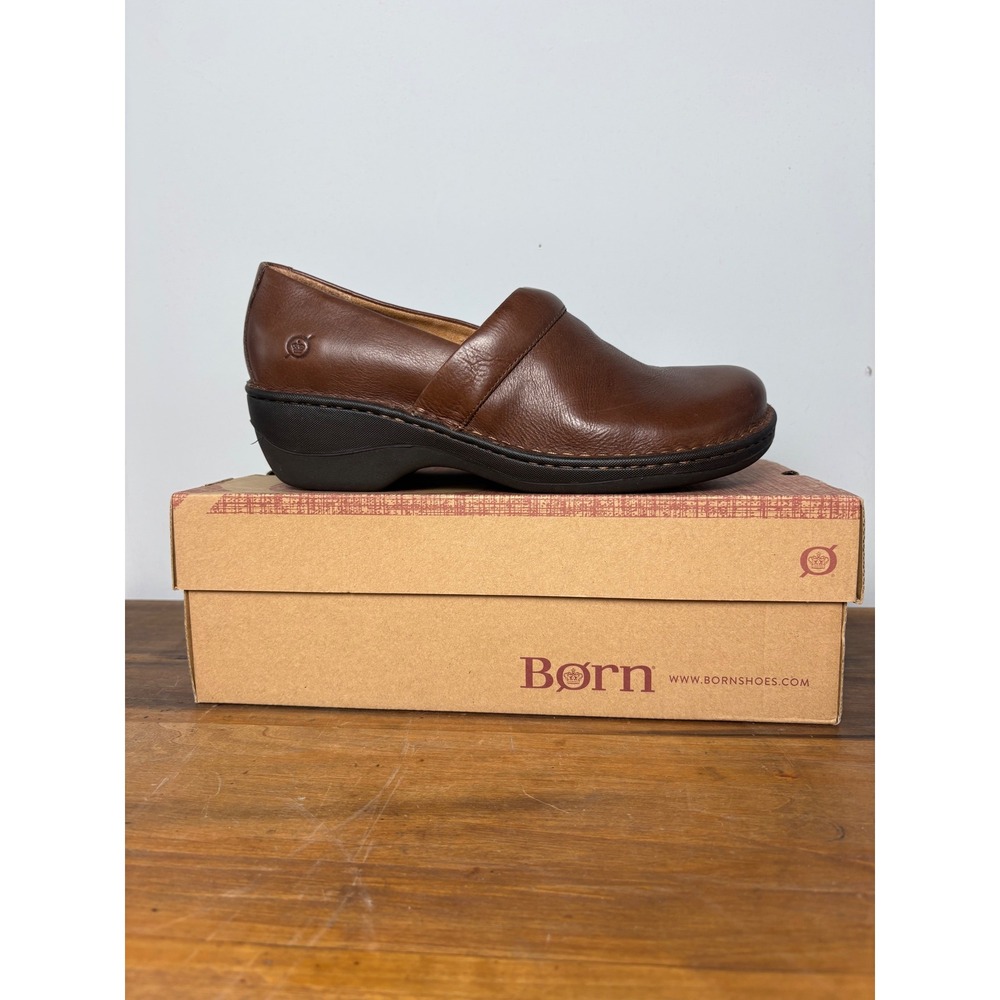 NIB Born Toby Duo Chocolate Brown Leather Clogs Mules Shoes Womens 11 F36148
